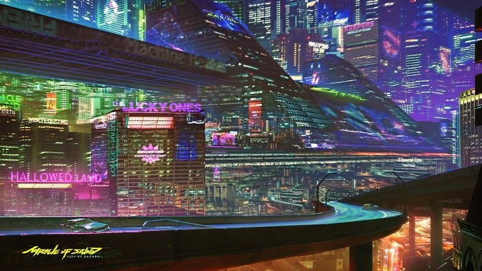 Cyberpunk Cityscape with Futuristic Vehicles