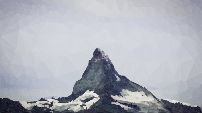 Low poly mountain range with geometric overlay