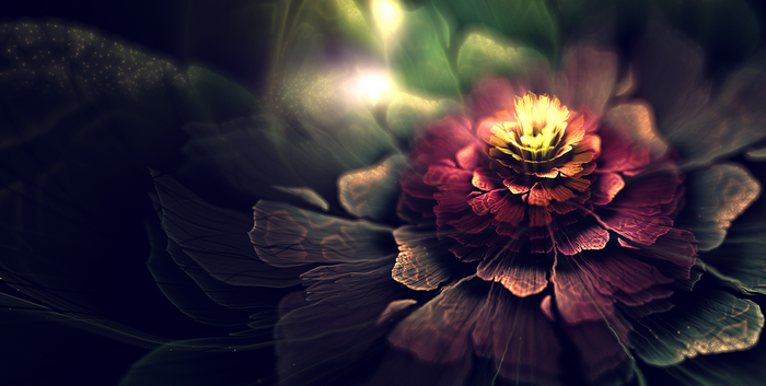 Abstract fractal flower with glowing center