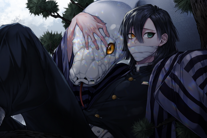 Iguro Obanai from Kimetsu no Yaiba with a snake
