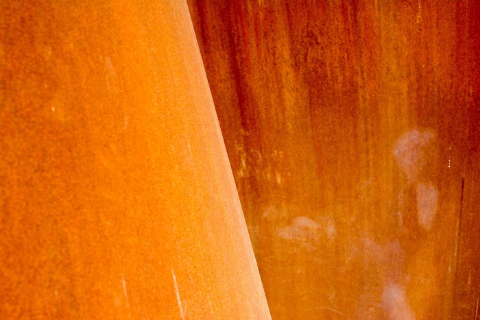 Orange metal sculpture at Glenstone Museum