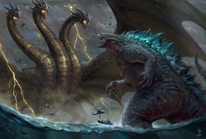 Epic Battle Between King Ghidorah and Godzilla
