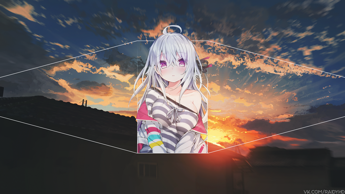 Anime girl with purple eyes and white hair