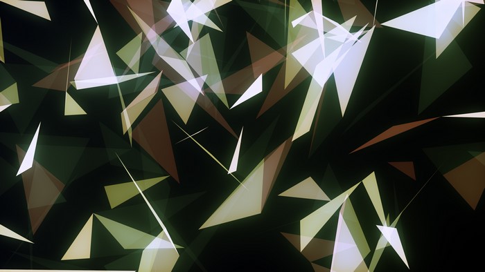 Abstract glowing triangles on black background