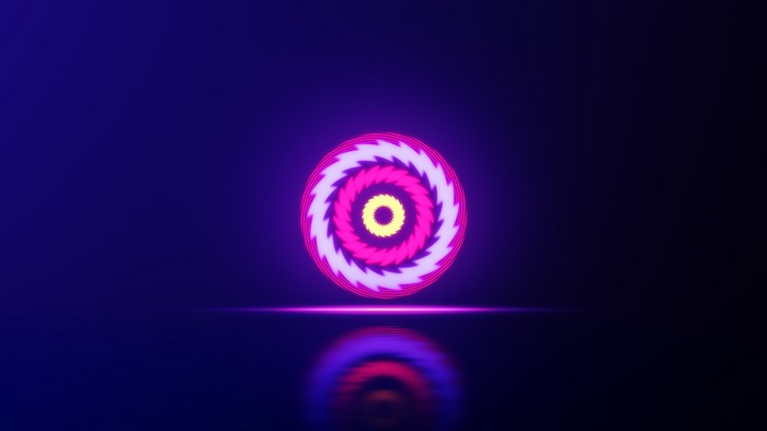 4K Neon Swirling Sphere with Reflection