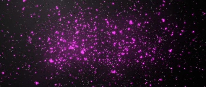 Abstract purple glowing particles on a dark background
