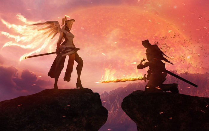 Mercy from Overwatch and Dark Souls character crossover