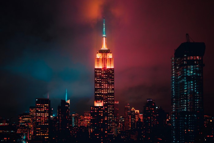 4K Night cityscape of Empire State Building, New York City