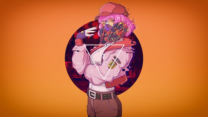 Cyberpunk girl with pink hair and mask