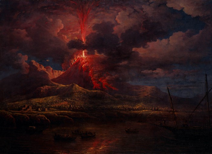 The Eruption of Mount Vesuvius at Night by William Marlow