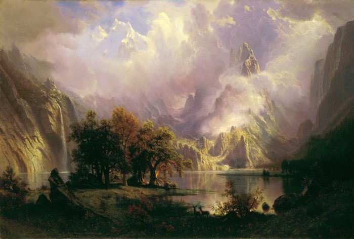 4K painting of a mountain landscape by Albert Bierstadt
