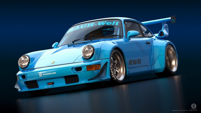 Blue Porsche 911 RWB by Rauh Welt