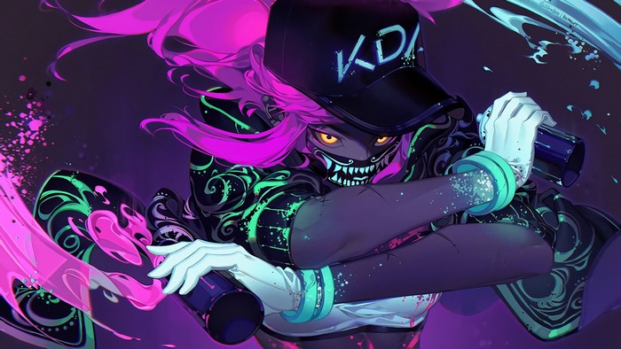 Akali from K/DA with spray cans