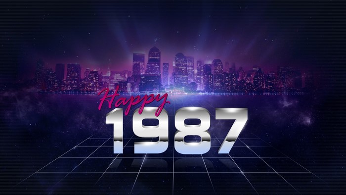 Happy 1987 Retrowave Cityscape