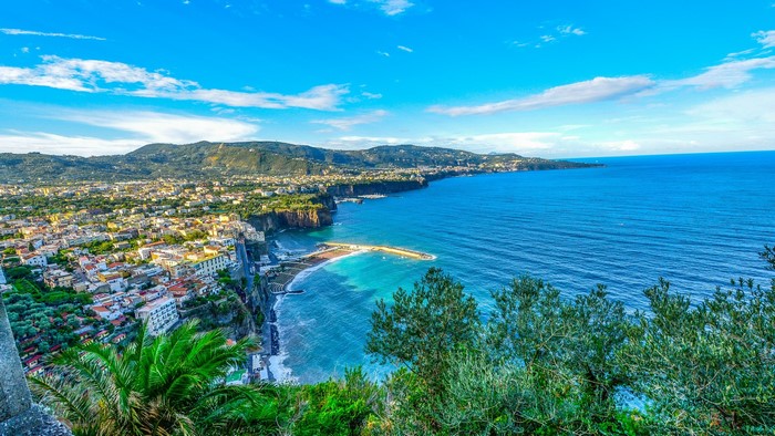 Coastal city of Sorrento, Italy with the Bay of Naples