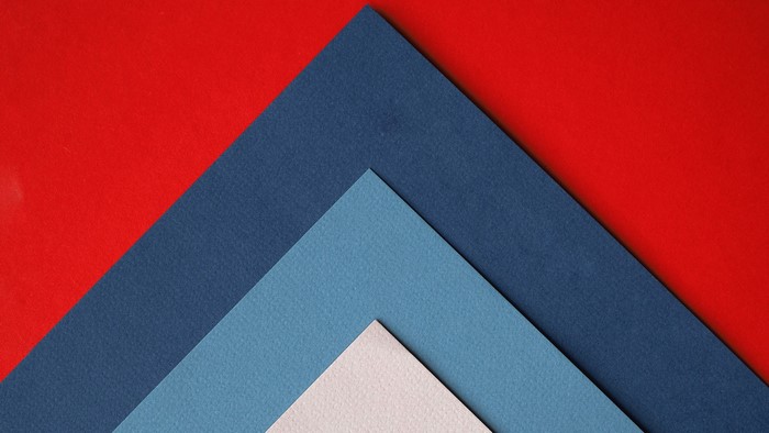 Geometric arrangement of colored paper layers