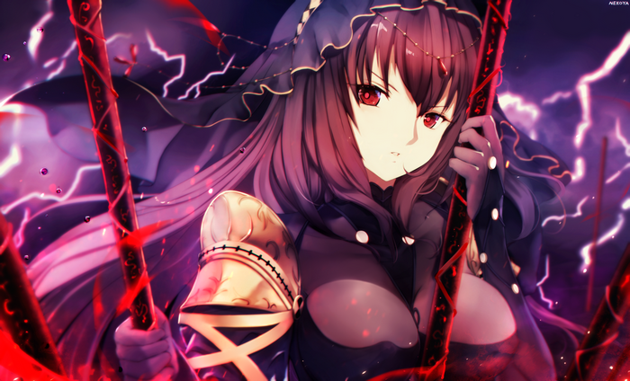 Scathach from Fate/Grand Order holding a spear