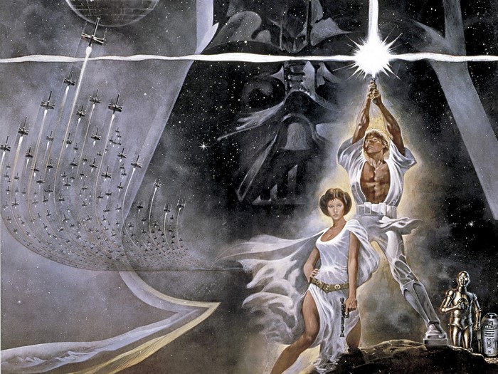 Star Wars: A New Hope Poster with Luke, Leia, and Darth Vader