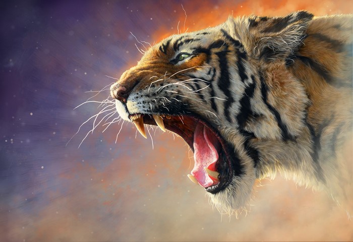 Artwork of a roaring tiger