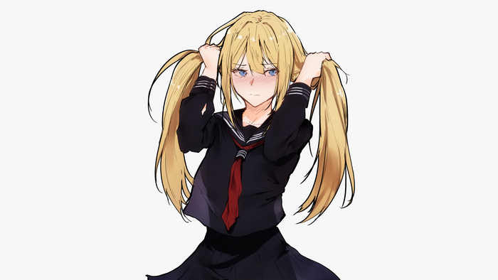 Anime girl with blonde twintails in sailor uniform