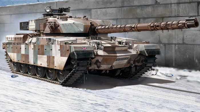 FV4201 Chieftain tank in desert camouflage