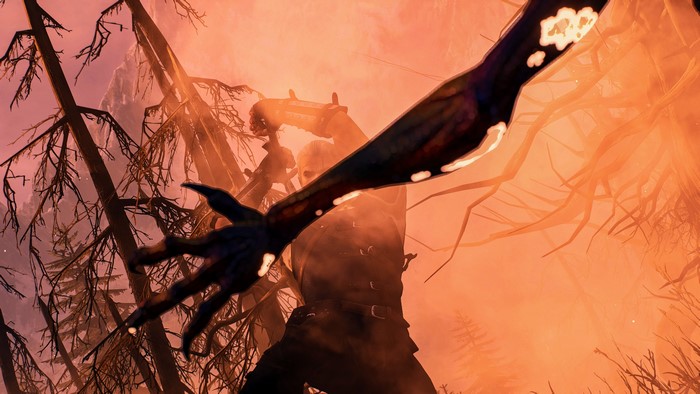 Geralt of Rivia fighting a monster in The Witcher 3