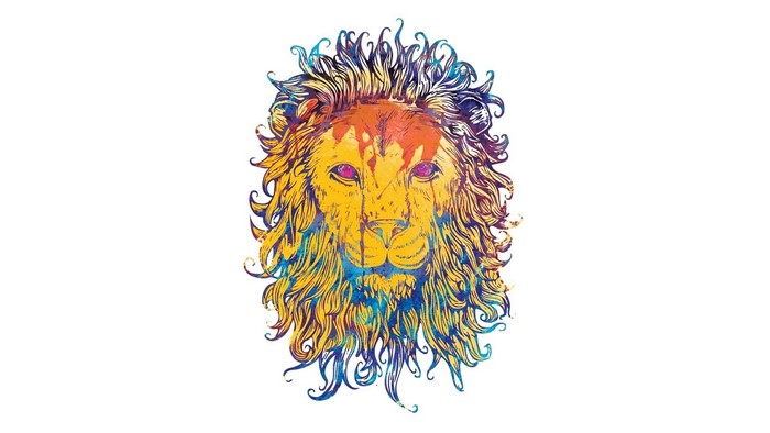 Colorful abstract lion head drawing