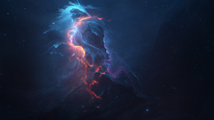 Digital art of a colorful nebula in space