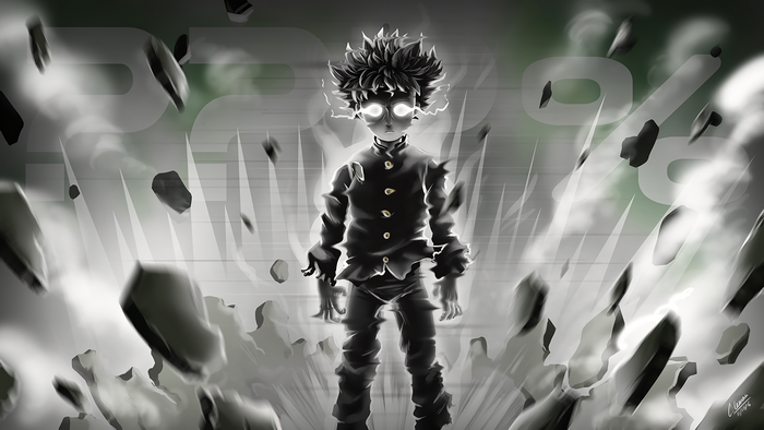 Shigeo Kageyama from Mob Psycho 100 with debris