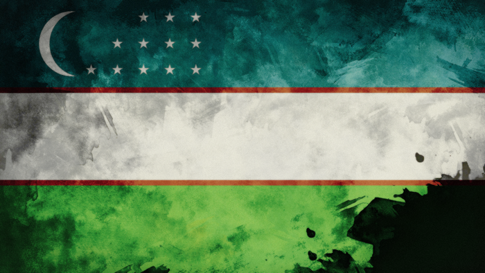 Grunge flag of Uzbekistan with crescent and stars