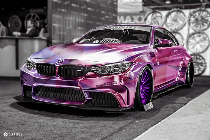 Pink BMW M4 Coupe with Colored Wheels
