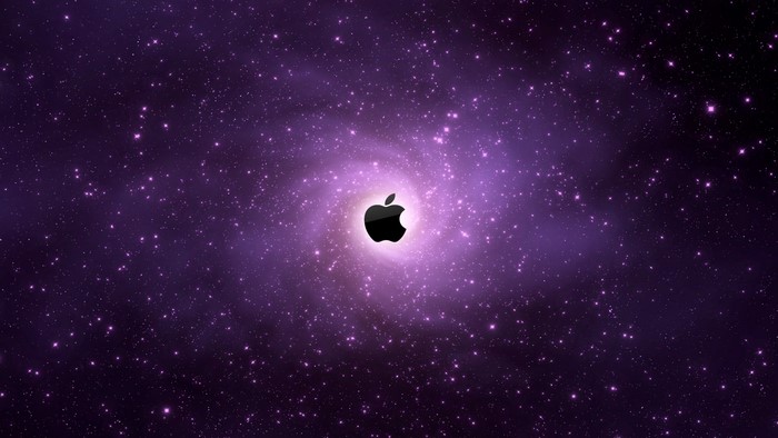 Apple Logo in Purple Galaxy Space
