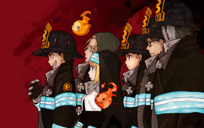 Fire Force characters with fire spirits