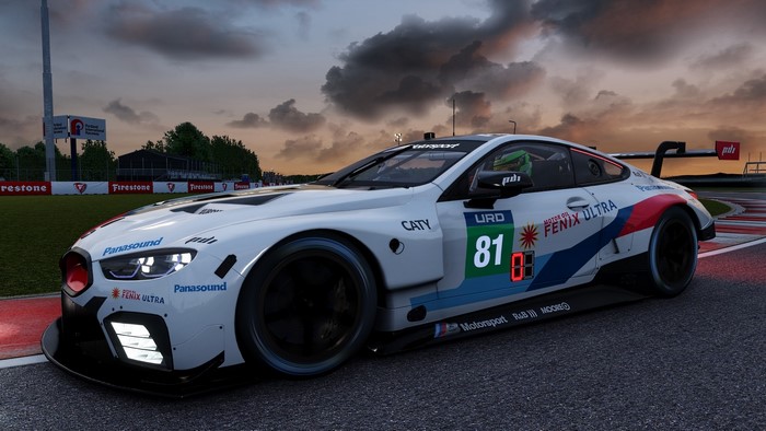BMW M4 GT3 race car with number 81 on a race track
