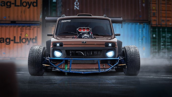 LADA Niva Front View with Modified Engine