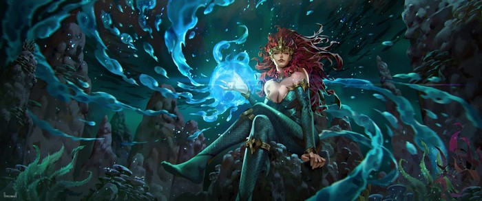 Mera from DC Comics creating a water orb