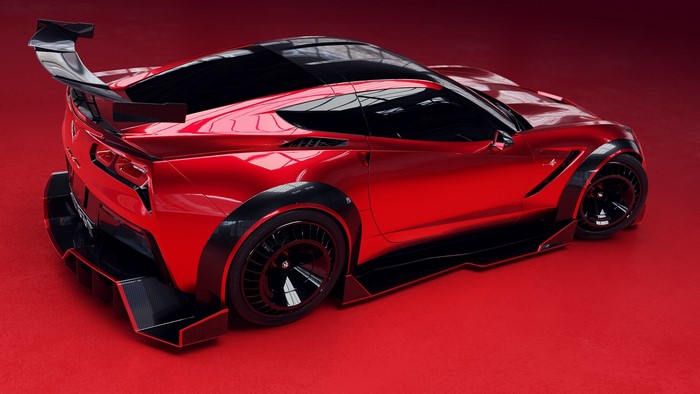 Red Chevrolet Corvette race car