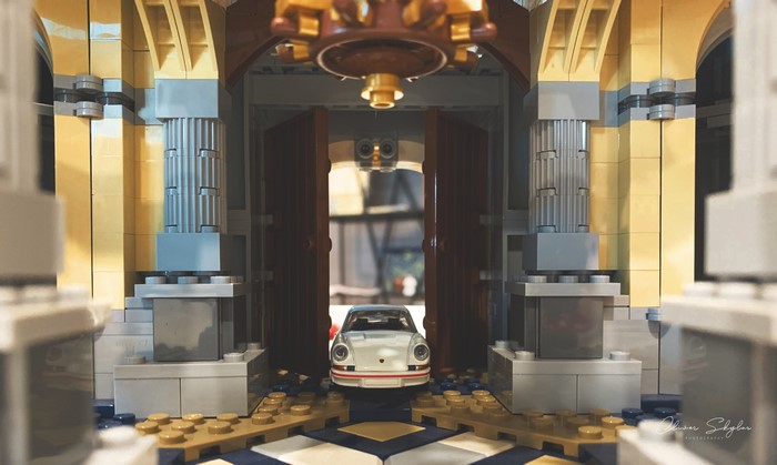 LEGO Porsche 911 in a grand hall