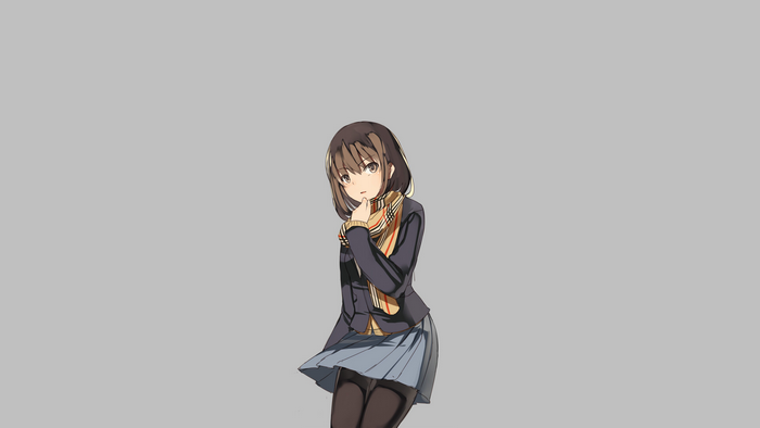 Anime girl with scarf and school uniform