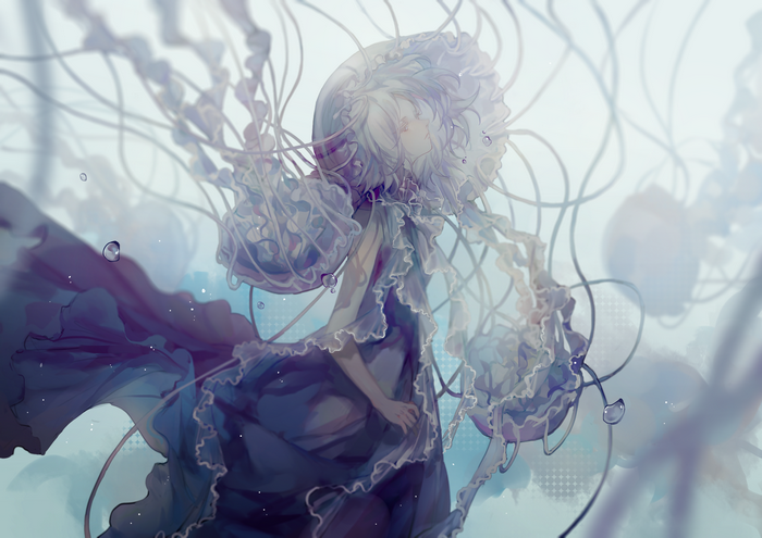 Anime girl with jellyfish tentacles