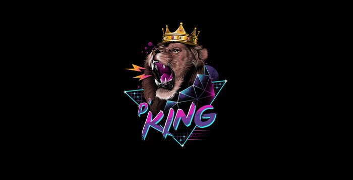 Lion King with Crown and Geometric Shapes