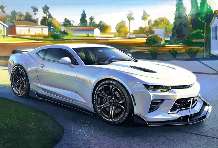 White Chevrolet Camaro artwork
