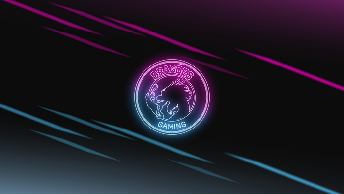 Dragões Gaming logo with neon lines