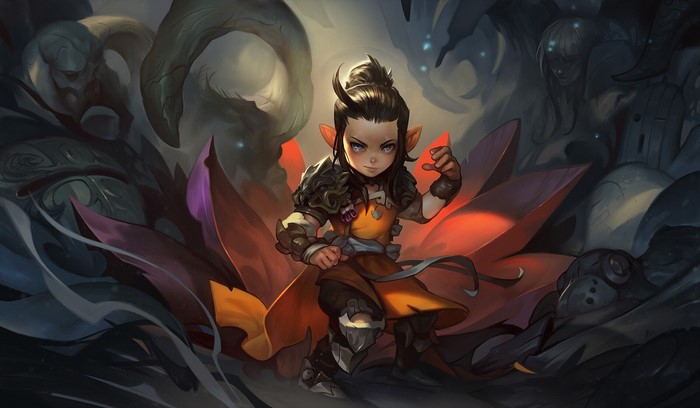 Artwork of a young fantasy character in armor