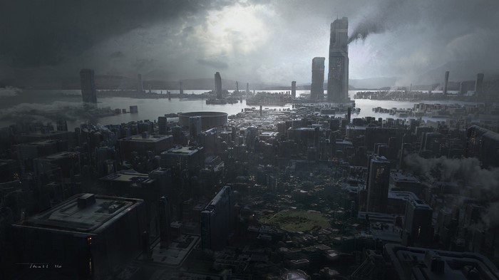 Science fiction city by Tyler Thull