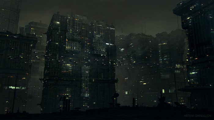 Cyberpunk city artwork by Artem Gainullov