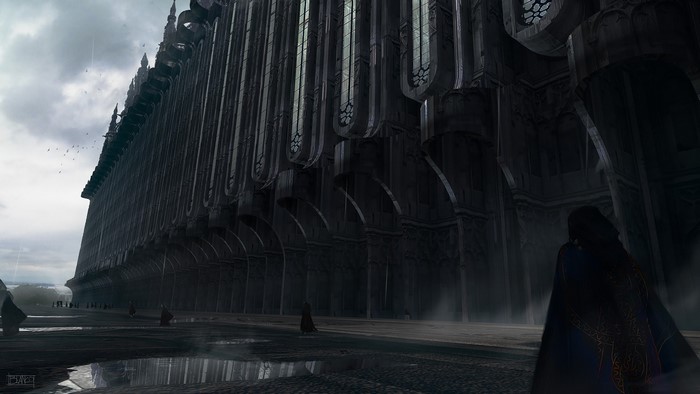 Fantasy art concept of a dark gothic building