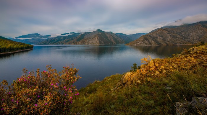 Lake and mountains in Russia