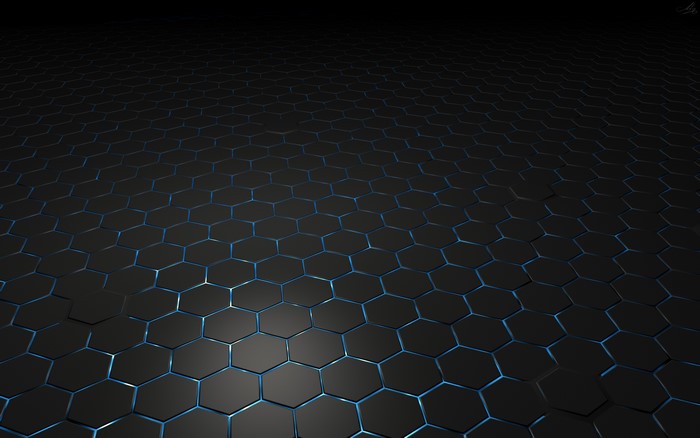 Dark Hexagonal Texture with Blue Glow