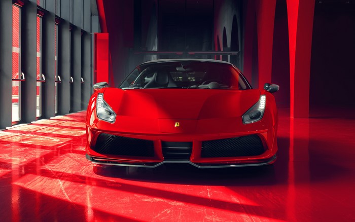 Red Ferrari 488 Supercar in a Red Room